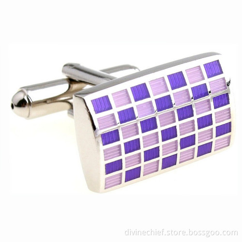 Fashion Custom Square Lattice Enamel Cufflinks For Mens Suit Shirts
